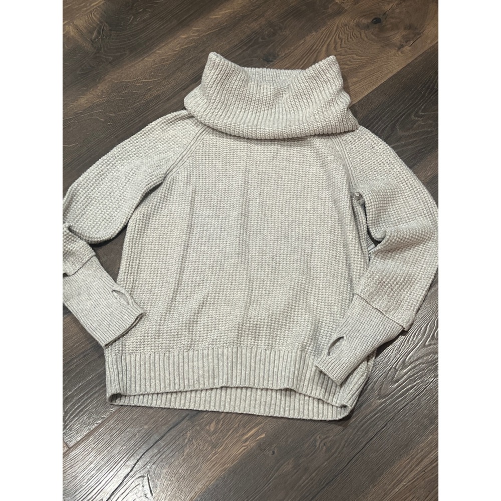 Market & Spruce Cowl Neck Sweater Gray Knit Thumbhole Cuffs WGS10371‎ Small